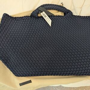 Naghedi Navy Woven Tote Bag